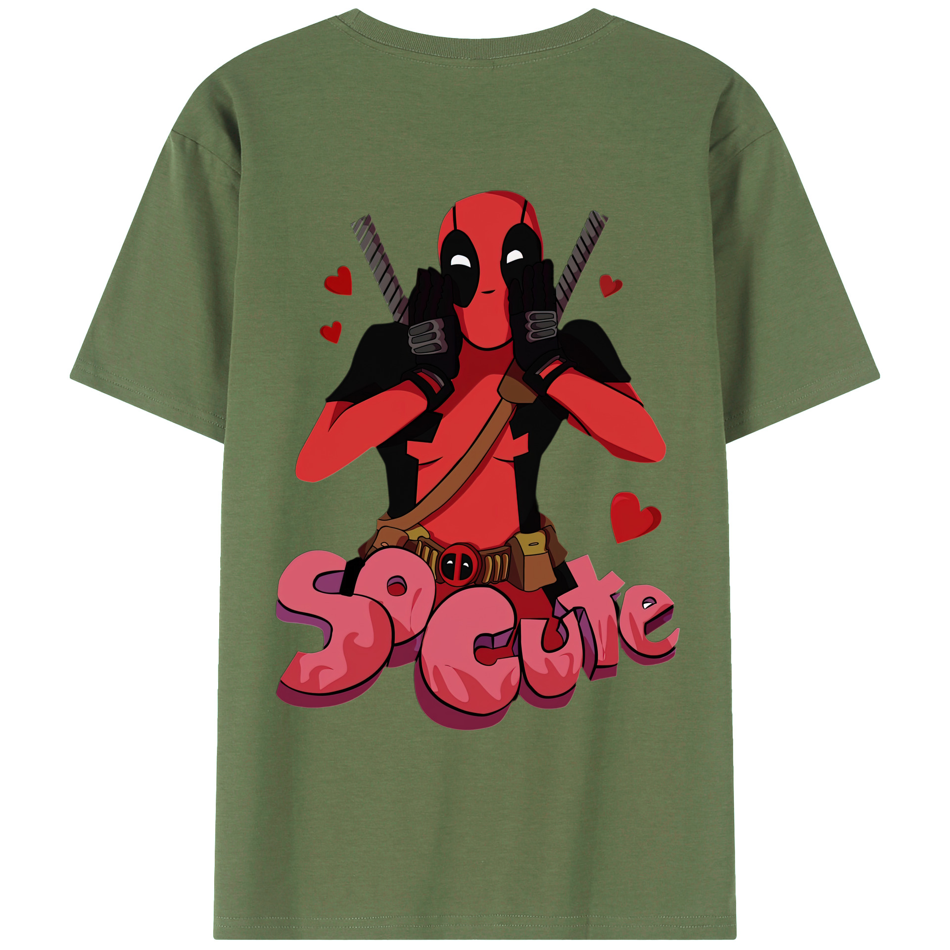 （画像用） Deadpool デッドプール 綿100％ メンズ半袖Tシャツ（バックプリント） 通気性